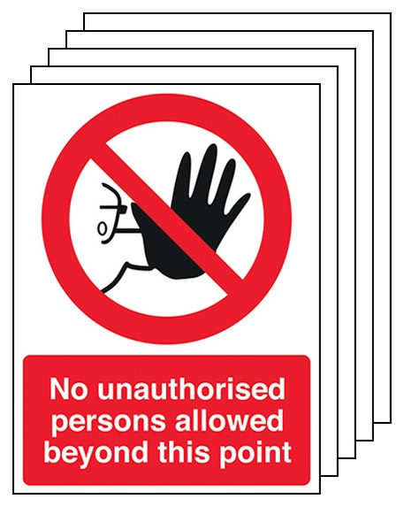 5 Pack No Unauthorised Persons Portrait