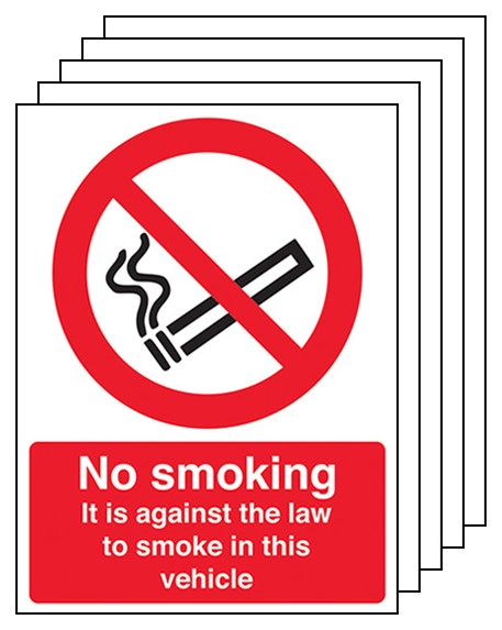 5 Pack No Smoking Vehicle Sticker
