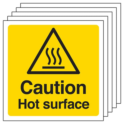 5 Pack Caution Hot Surface Square