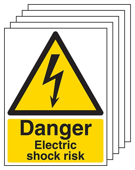 5 Pack Danger Electric Shock Risk Portrait