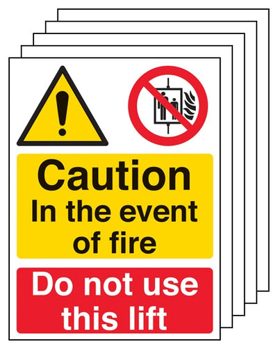 5Pk Caution In The Event Of Fire Do Not Use This Lift Portrait