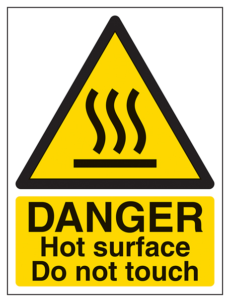 Danger Hot Surface Do Not Touch Portrait