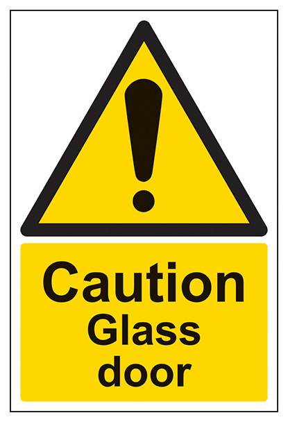Caution Glass Door Portrait