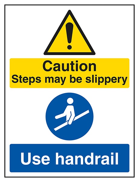 Caution Steps May Be Slippery Use Handrail