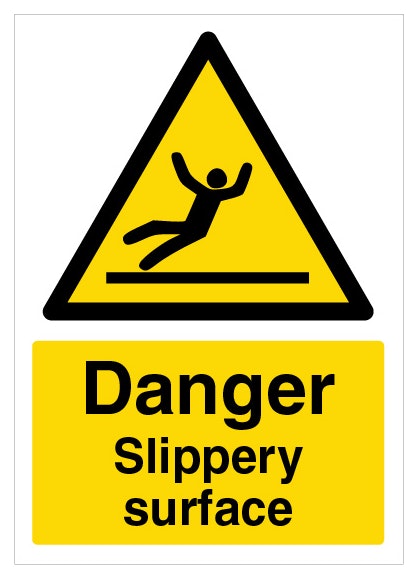 Danger Slippery Surface A4