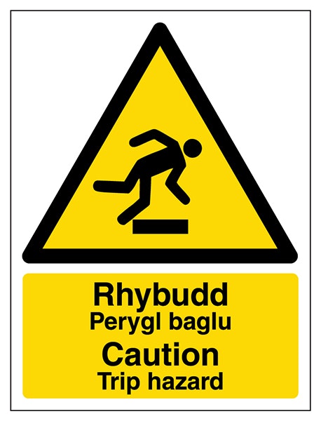 Welsh English Caution Trip Hazard