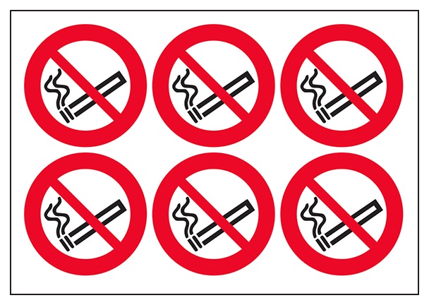 No Smoking Vinyl Labels On A Sheet