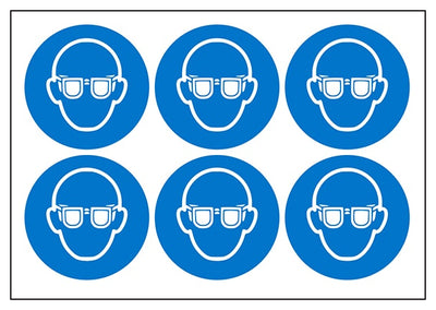 Eye Protection Vinyl Labels On A Sheet