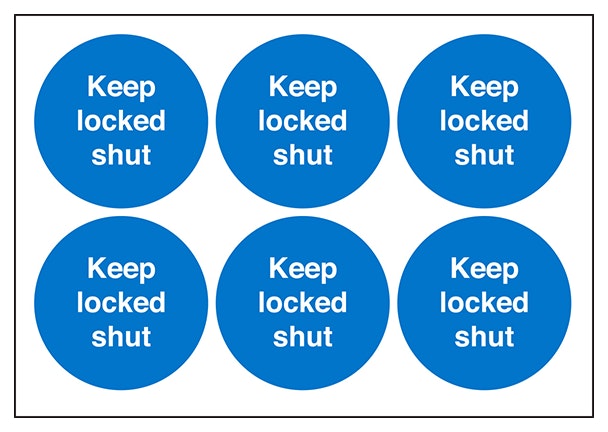 Keep Locked Shut Vinyl Labels On A Sheet