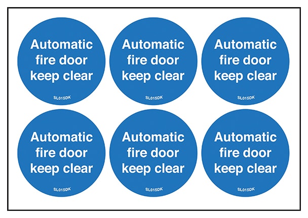 Automatic Fire Door Keep Clear Vinyl Labels On A Sheet