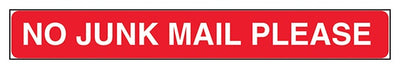 No Junk Mail Please Letter Box Sticker