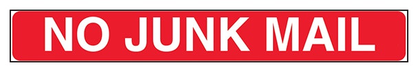 No Junk Mail Letter Box Sticker
