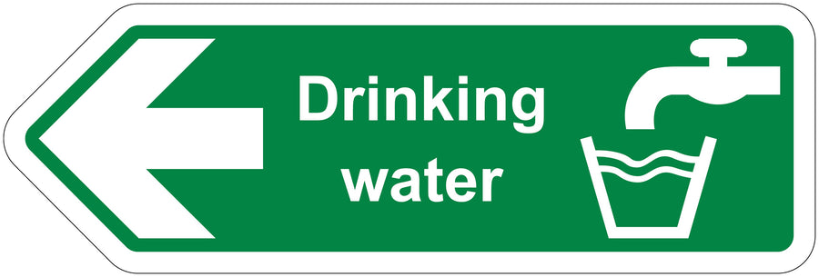 Safe Drinking Water Arrow Left Shaped Sign