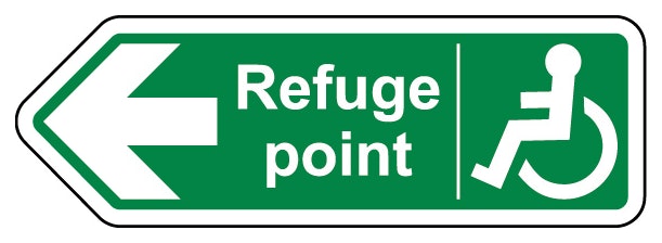 Refuge Point Arrow Left Shaped Sign