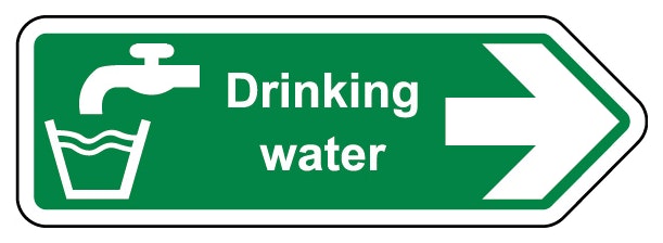 Safe Drinking Water Arrow Right Shaped Sign