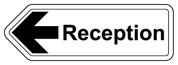 Reception Arrow Left Shaped Sign