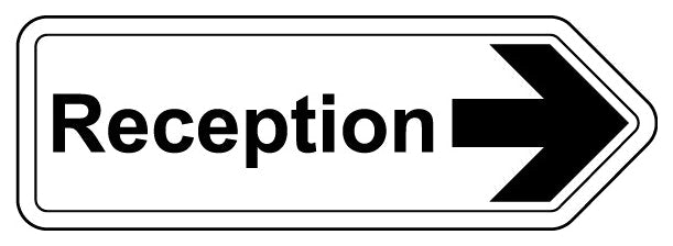 Reception Arrow Right Shaped Sign