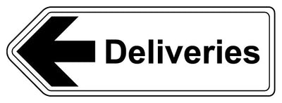 Deliveries Arrow Left Shaped Sign