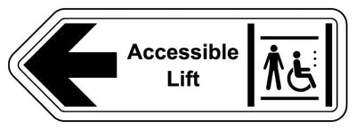Accessible Lift Arrow Left Shaped Sign