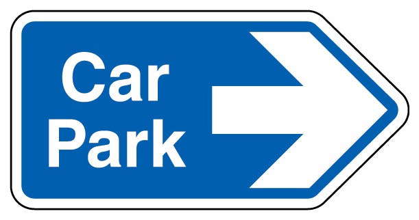 Car Park Arrow Right Blue Shaped Sign