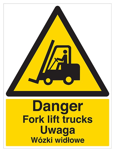 English Polish Danger Fork Lift Trucks