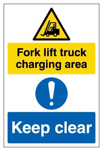 Fork Lift Charging Area Keep Clear Portrait