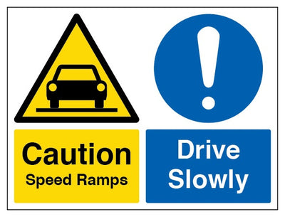 Caution Speed Ramps Drive Slowly Landscape