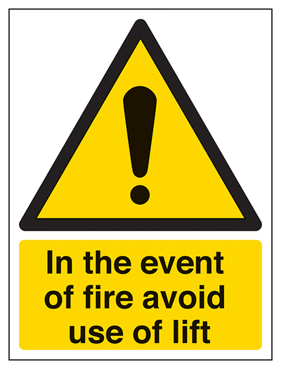 In The Event Of Fire Avoid Use Of Lift Portrait