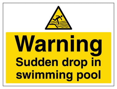 Warning Sudden Drop In Swimming Pool Large Landscape