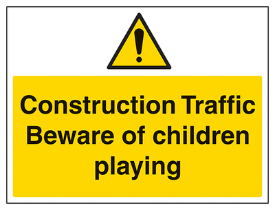 Construction Traffic Beware Of Children Large Landscape