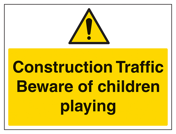 Construction Traffic Beware Of Children Large Landscape