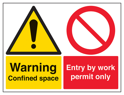 Warning Confined Space Entry By Work Permit Only