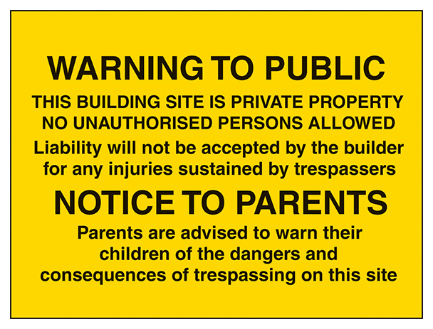 Warning To Public Notice To Parents Large Landscape