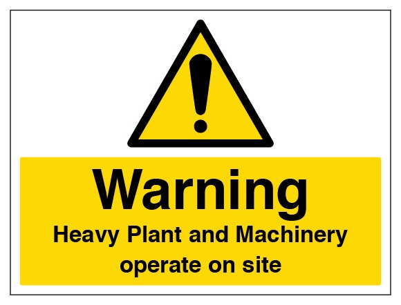 Warning Heavy Plant And Machinery Operate On Site Large Landscape