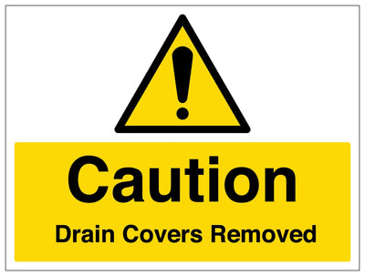 Caution Drain Covers Removed Large Landscape