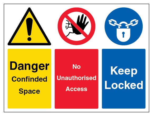 Danger Confined Space No Unauthorised Access Keep Locked Landscape