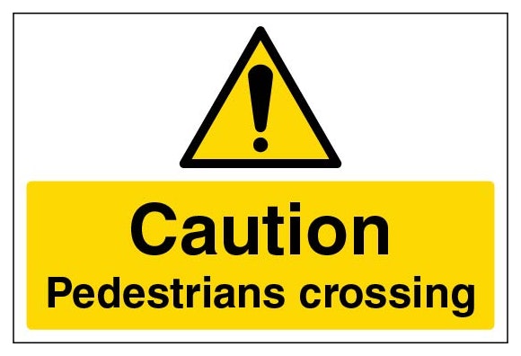 Caution Pedestrians Crossing Large Landscape