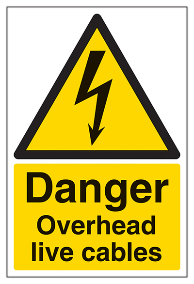 Danger Overhead Live Cables Portrait