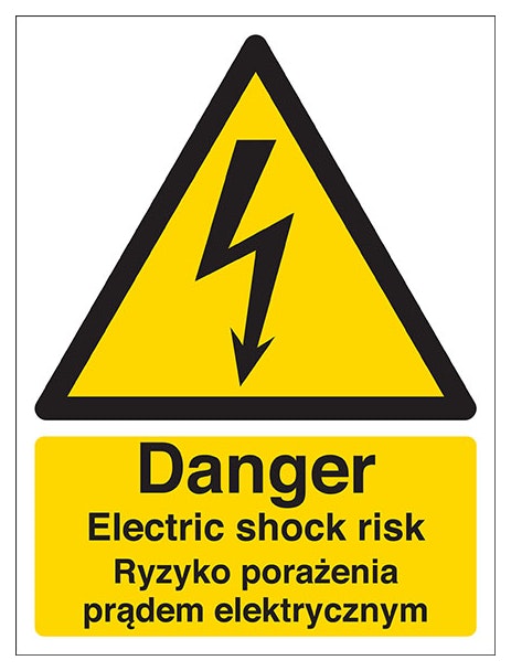 English Polish Danger Electric Shock Risk
