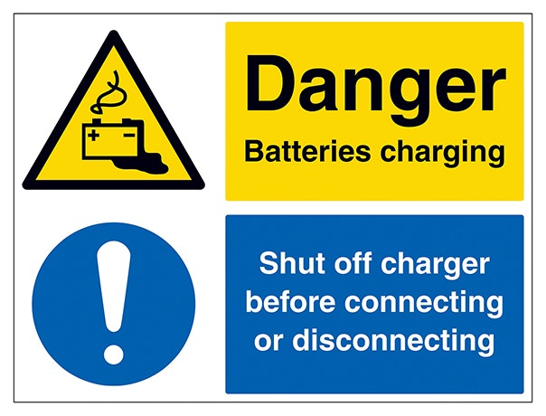 Danger Batteries Charging Shut Off Charger