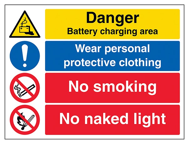Danger Battery Wear Ppe No Smoking No Naked Light