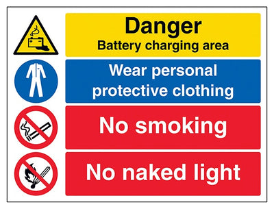 Danger Battery Ppe No Smoking No Naked Light