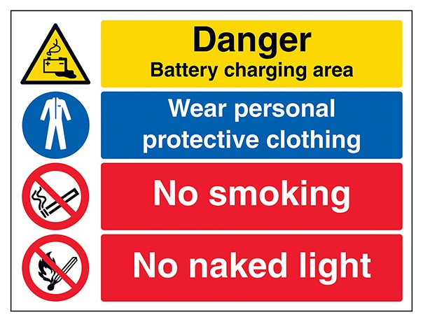 Danger Battery Ppe No Smoking No Naked Light
