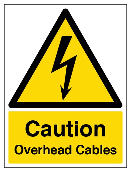 Caution Overhead Cables Portrait