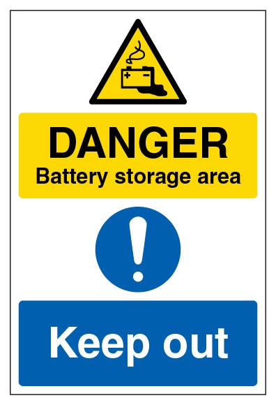 Danger Battery Storage Area Portrait