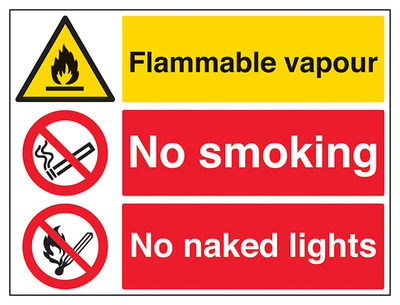 Flammable Vapour No Smoking No Naked Lights