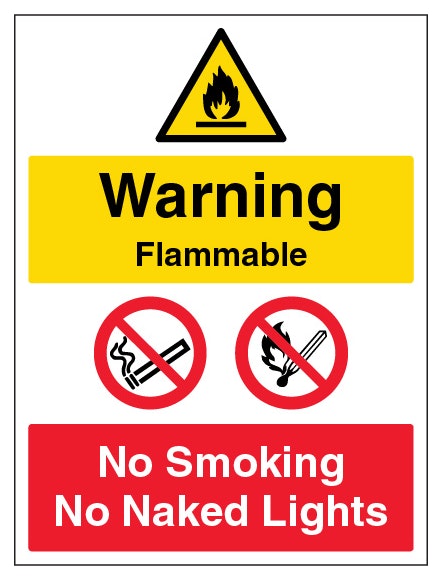 Warning Flammable No Smoking No Naked Lights Portrait