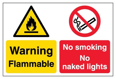 Warning Flammable No Smoking No Naked Lights Large Landscape