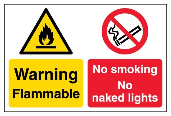 Warning Flammable No Smoking No Naked Lights Large Landscape