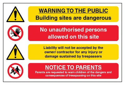 Warning To The Public Building Sites Are Dangerous Large Landscape